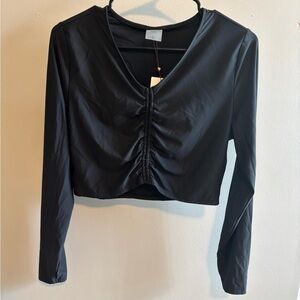 CALIA Women's Long Sleeve Ruched Swim Rashguard